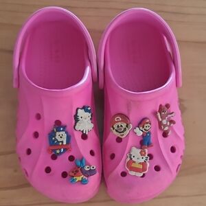 Pink Kids Crocs with jibbitz